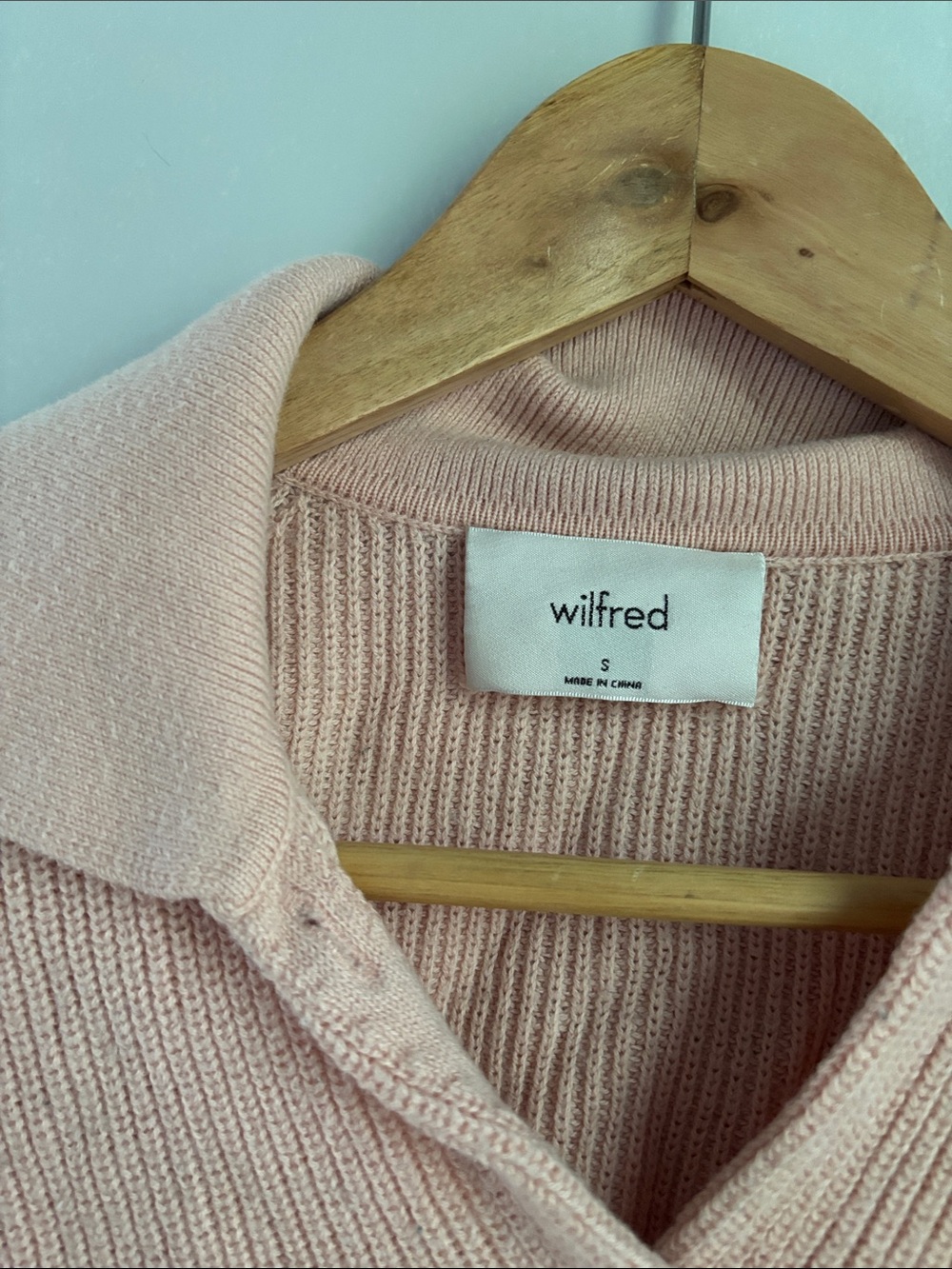Wilfred Light Pink Ribbed Collared Button Cardigan - Picture 2 of 2